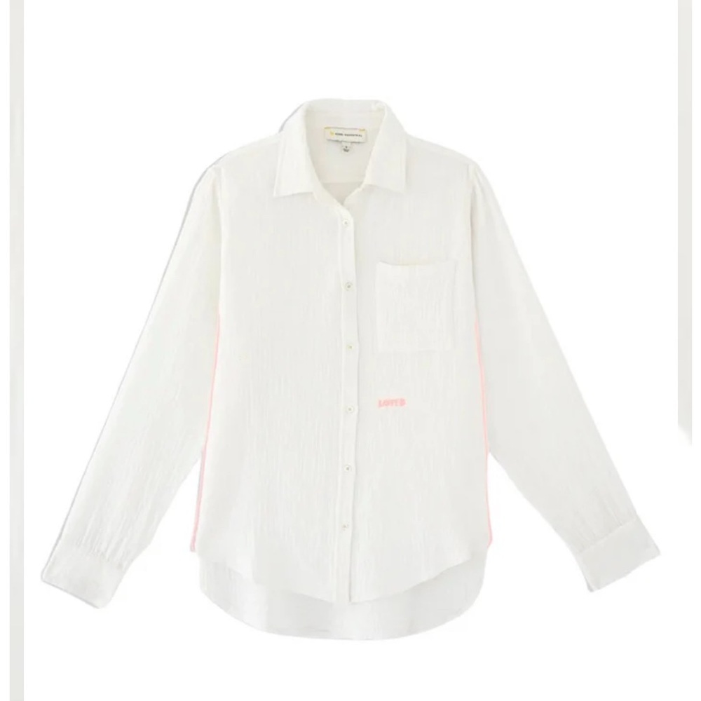 Kerri Rosenthal Gauze Cotton Mia Shirt White Embroidered LOVED XS Resortwear